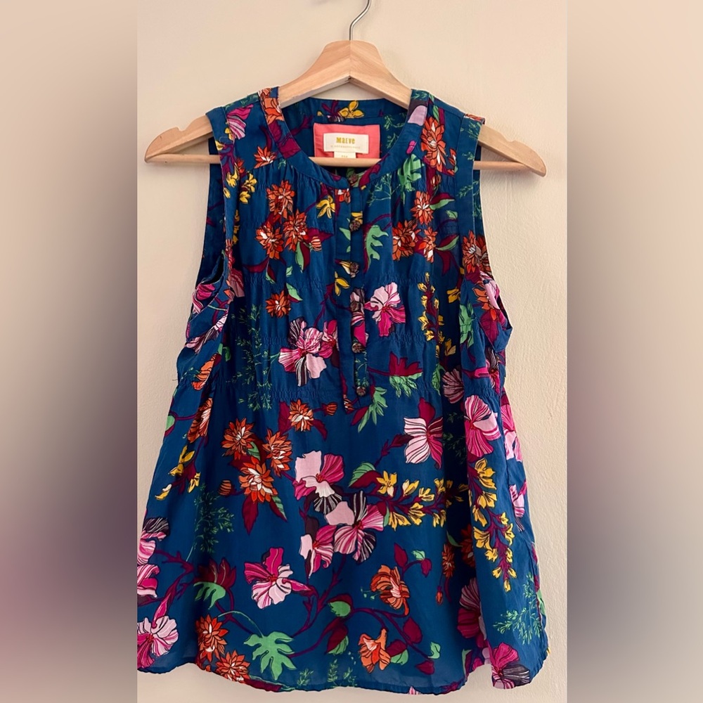 Maeve Floral Sleeveless Top - Blue